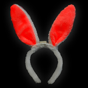  LED Diadème Pelluche Oreilles de Lapins rouges