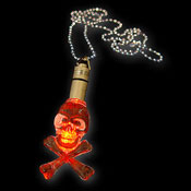 PENDENTIF POWERLIGHT TETE DE MORT  ROUGE