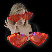 Méga lunettes coeurs lumineuses rouges