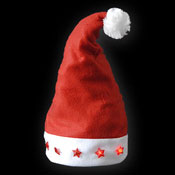 Bonnet de Noel LUMINEUX avec 5 Etoiles Clignotantes Rouge