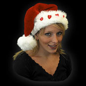 Bonnet de Noel LUMINEUX ´SOFT´ avec  5 Coeurs Rouge