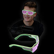 EL NEON GLASSES GLITTER GREEN PINK