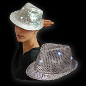 LED SEQUIN HAT ZILVER