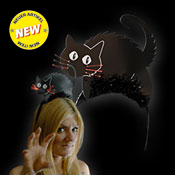 LED HALLOWEEN HAARREIF SCHWARZE KATZE